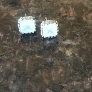 Women's Blue Large Square Set Earrings